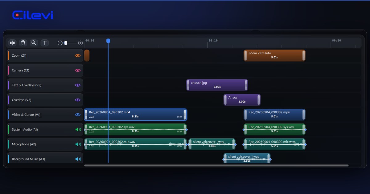 The Cursor tab of the Cilevi Creator Studio beside a preview frame showing the drawn pointer and its shadow